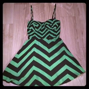 Green and black striped dress